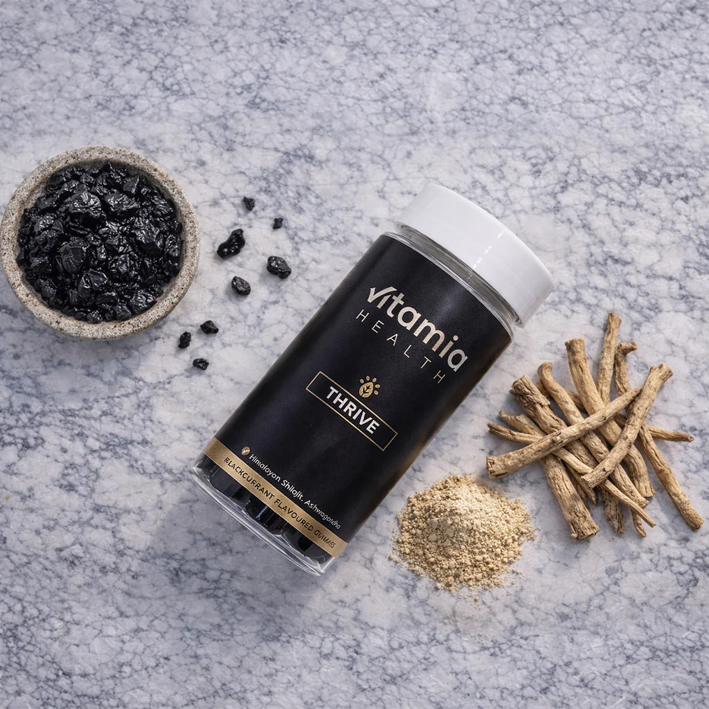 Vitamia Health THRIVE blackcurrant flavoured vegan gummies